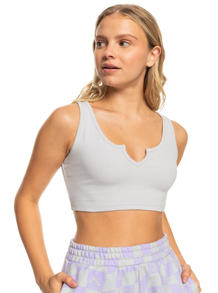 Debardeur Roxy Kelia Rib Crop Grise Femme | YHO-47859179