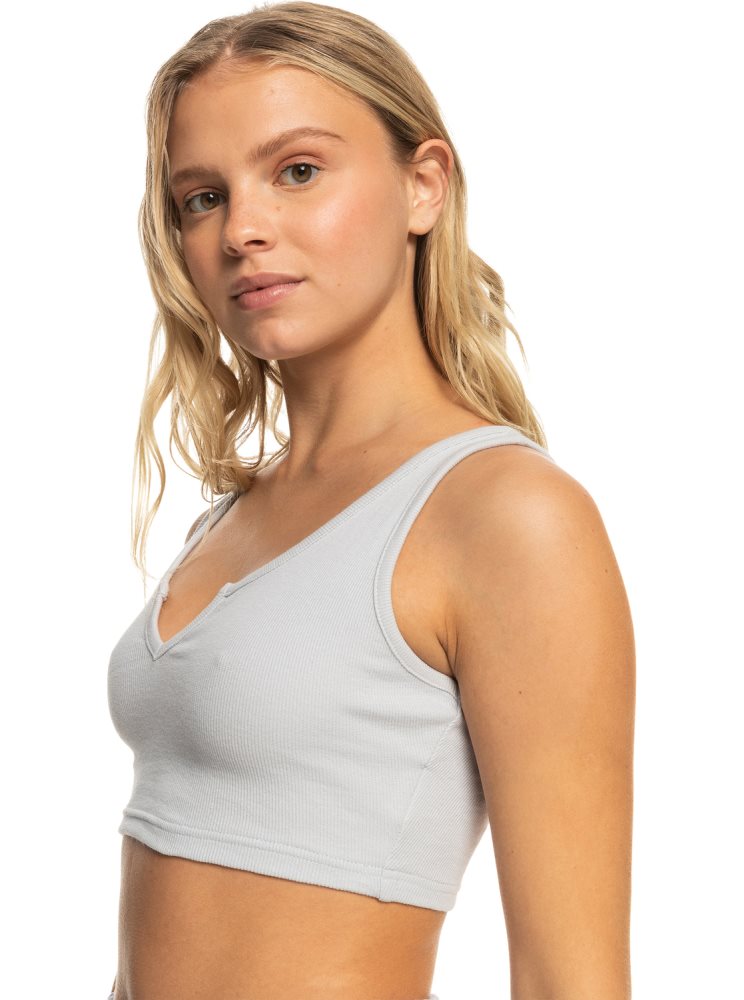 Debardeur Roxy Kelia Rib Crop Grise Femme | YHO-47859179