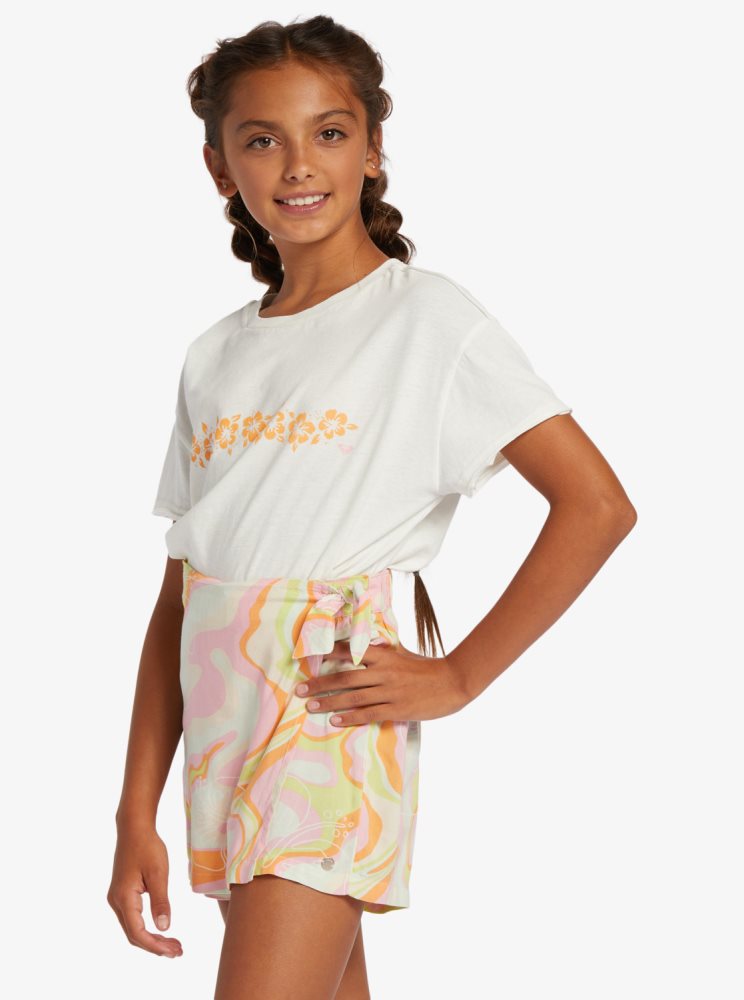 Shorts Roxy 4-16 Into The Unknown Wrap Skort Rose Stripes Enfant | CHS-12902591