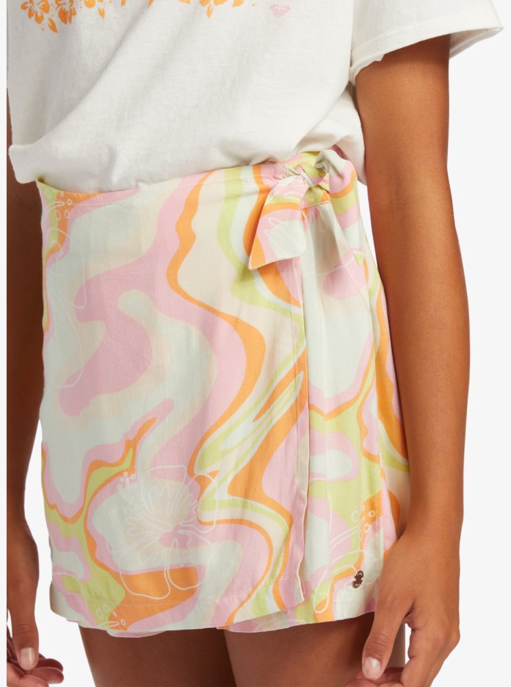 Shorts Roxy 4-16 Into The Unknown Wrap Skort Rose Stripes Enfant | CHS-12902591