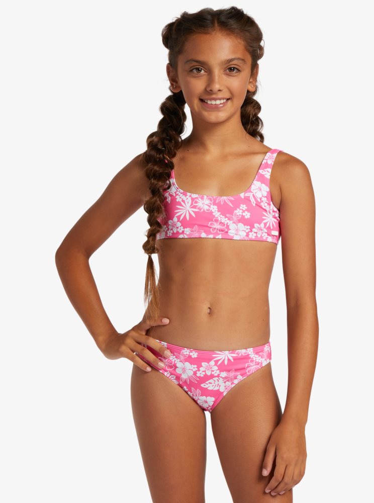 Bikini Roxy 4-16 Aloha Spirit Two Piece Bralette Set Rose Enfant | KPQ-97624773