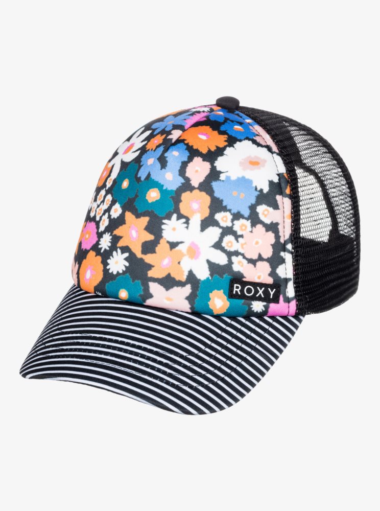 Chapeaux Roxy 4-16 Honey Coconut Trucker Grise Foncé Fleur Enfant | BEU-62253388