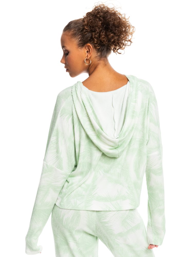 Sweat à Capuche Roxy Endless Daze Rib Pullover Vert Femme | LOJ-00743176