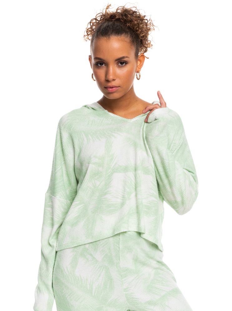 Sweat à Capuche Roxy Endless Daze Rib Pullover Vert Femme | LOJ-00743176