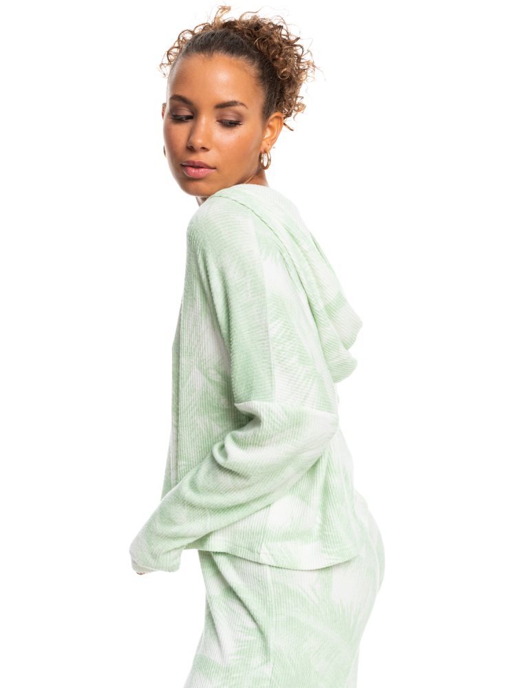 Sweat à Capuche Roxy Endless Daze Rib Pullover Vert Femme | LOJ-00743176