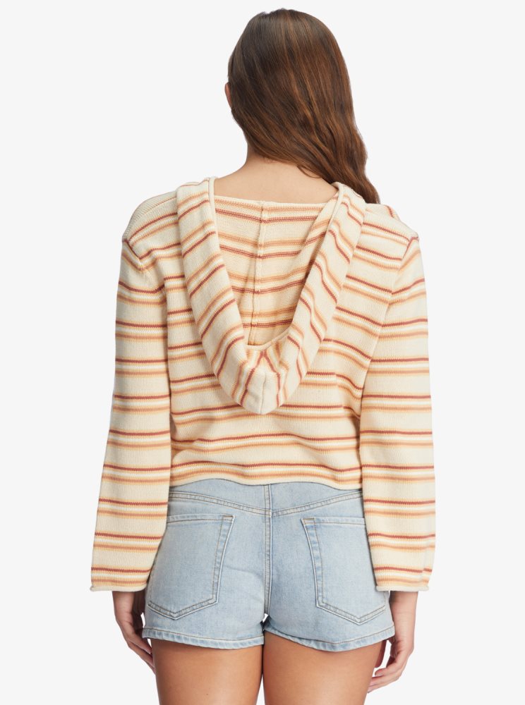 Sweat à Capuche Roxy Side Swipe Poncho Stripes Femme | UMG-82923248