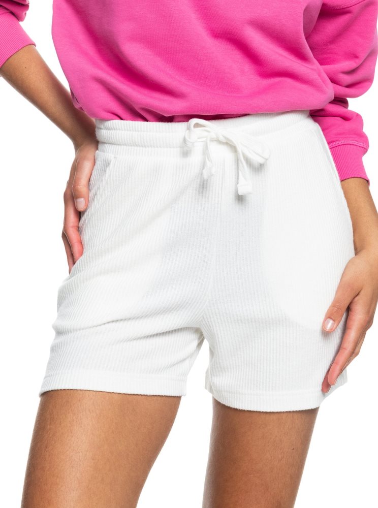 Shorts Roxy Sunday Morning Rib Blanche Femme | HFM-45791908