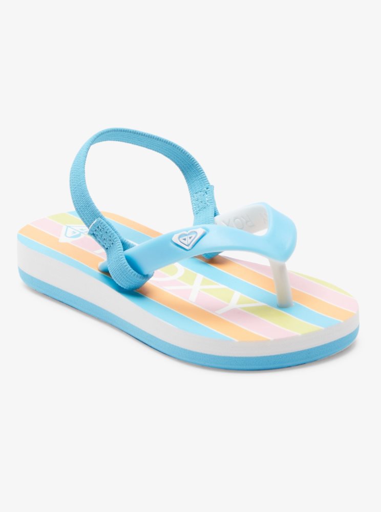 Tong Roxy Tahiti Bleu Stripes Enfant | FSC-83169231