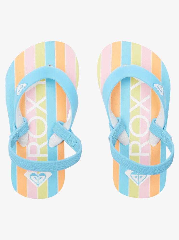 Tong Roxy Tahiti Bleu Stripes Enfant | FSC-83169231