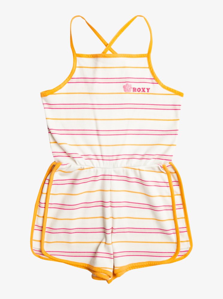 Rompers Roxy Strawberry Bubblegum Lanières Blanche Stripes Enfant | EJB-78188850