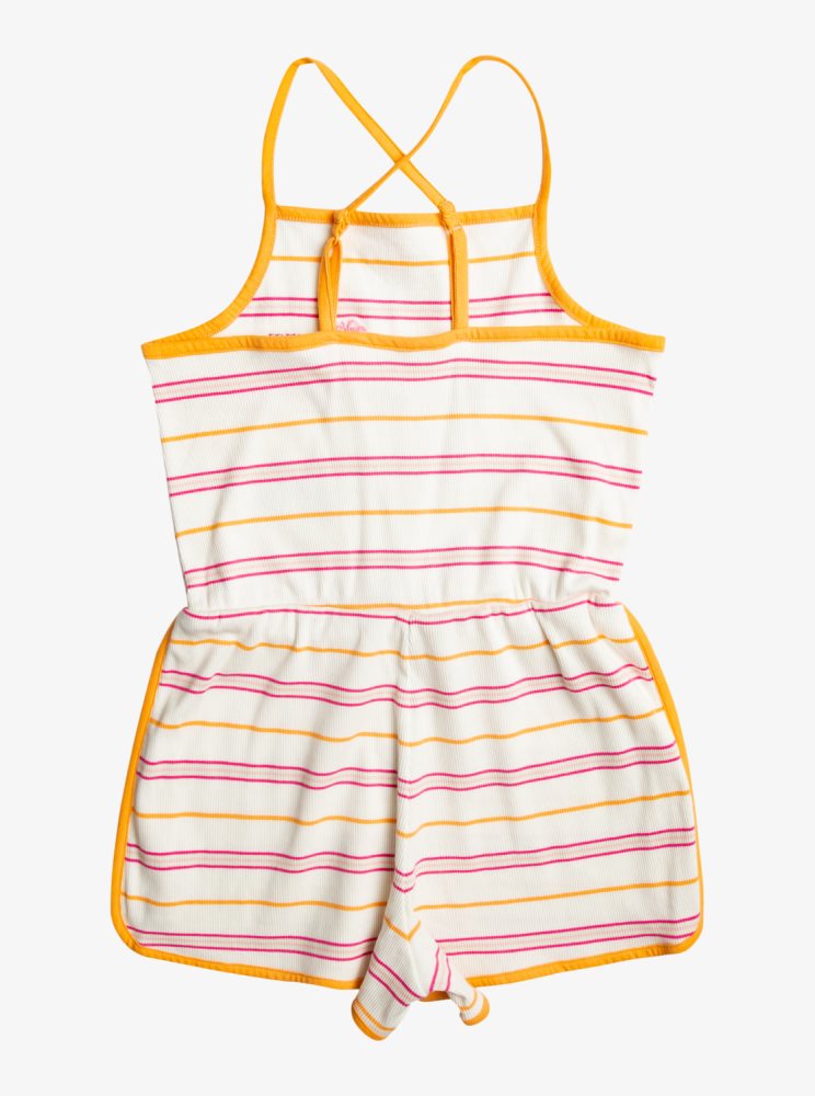 Rompers Roxy Strawberry Bubblegum Lanières Blanche Stripes Enfant | EJB-78188850