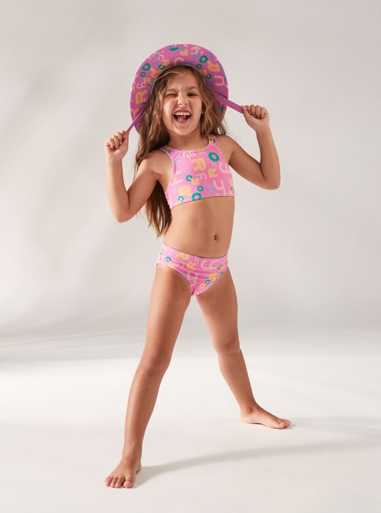 Bikini Roxy 2-7 Funny Bambino Crop Two Piece Set Violette Enfant | IWC-80746001