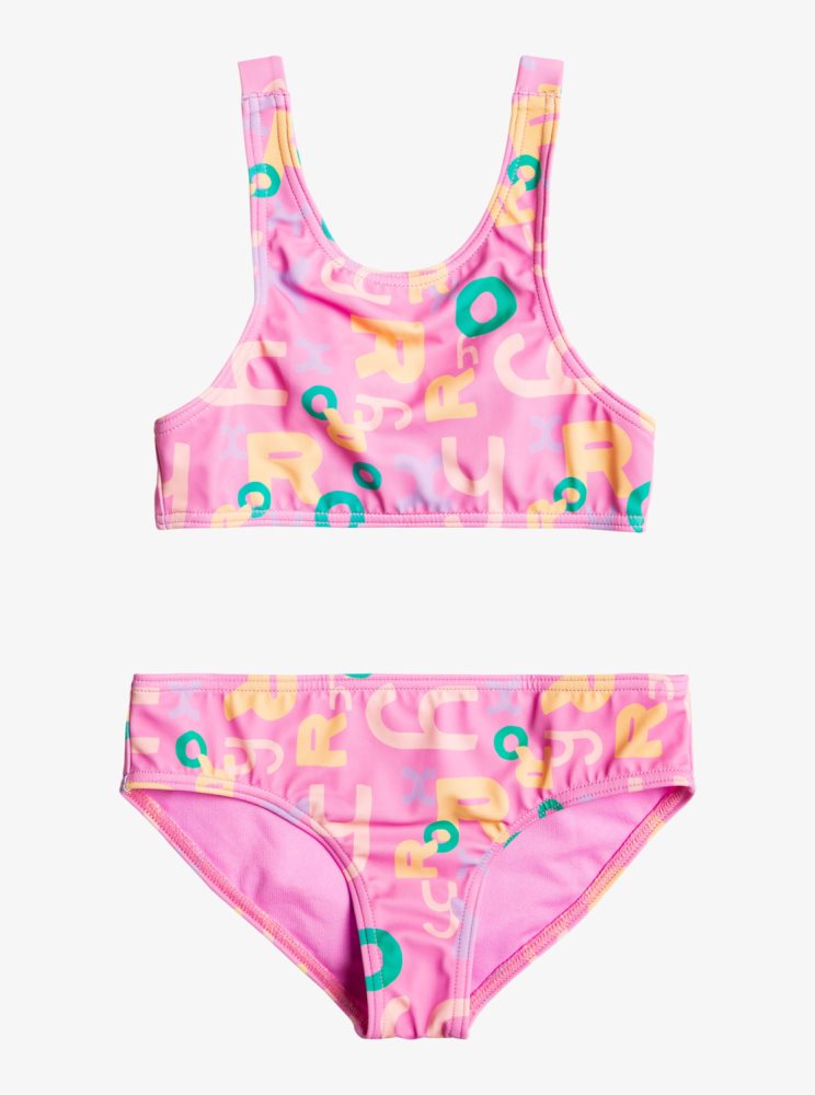 Bikini Roxy 2-7 Funny Bambino Crop Two Piece Set Violette Enfant | IWC-80746001