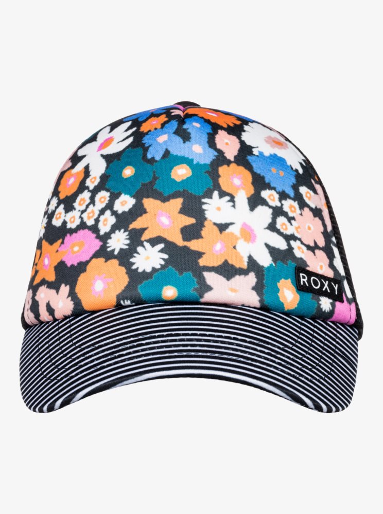 Chapeaux Roxy 4-16 Honey Coconut Trucker Grise Foncé Fleur Enfant | BEU-62253388