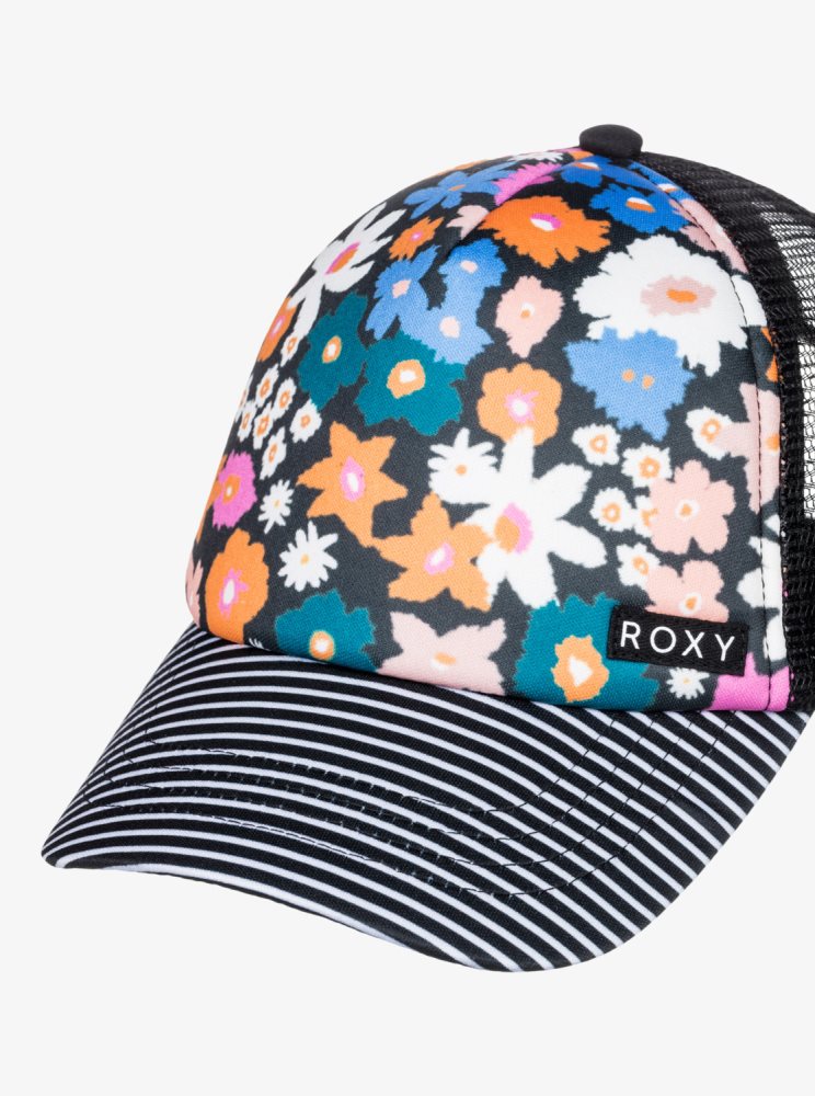 Chapeaux Roxy 4-16 Honey Coconut Trucker Grise Foncé Fleur Enfant | BEU-62253388