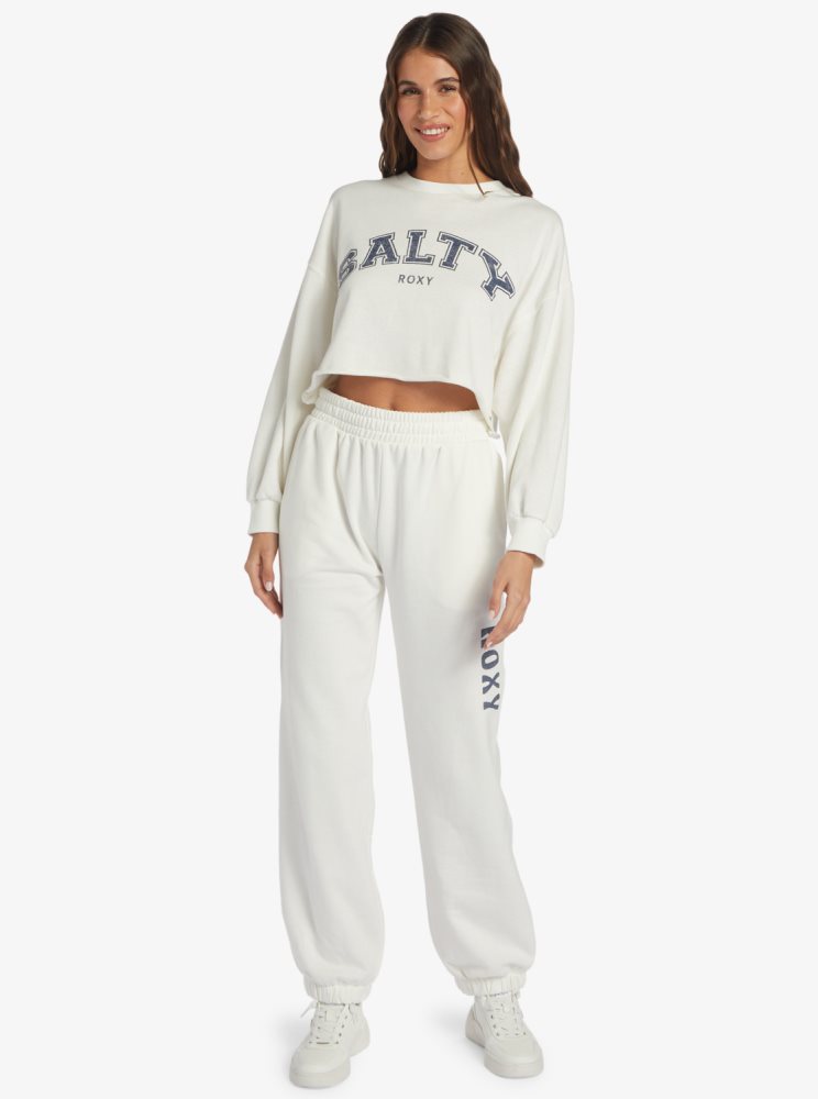 Sweats Roxy Morning Hike Crop D Crew Neck Blanche Femme | YBG-47080772