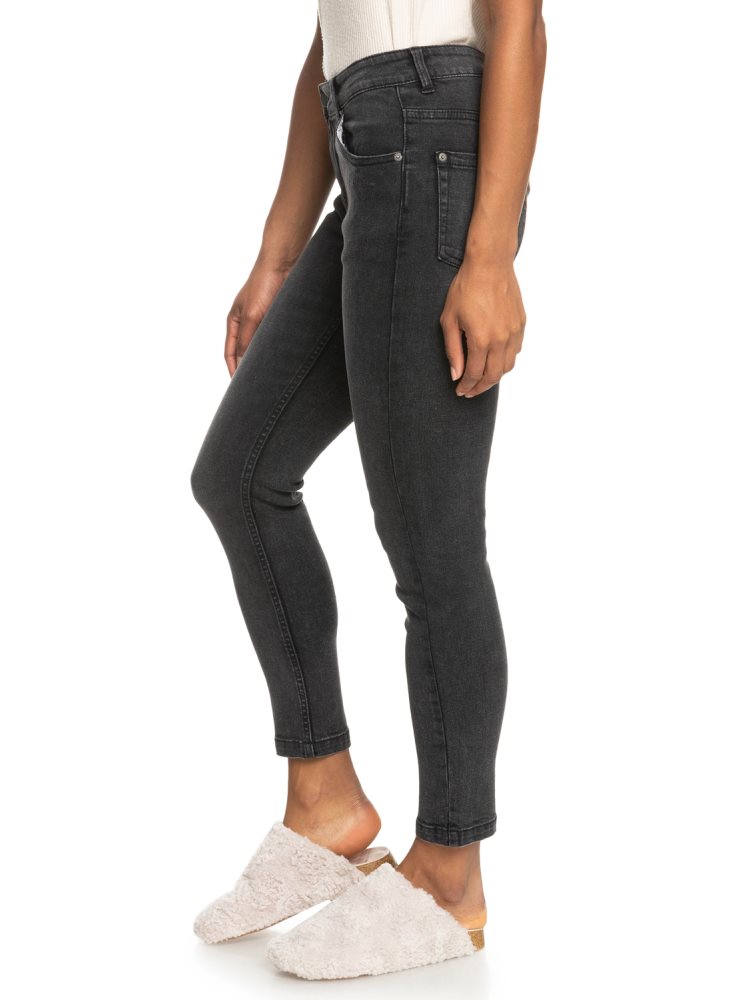 Jean Roxy Night Away Black Slim Grise Foncé Femme | GCK-53502146