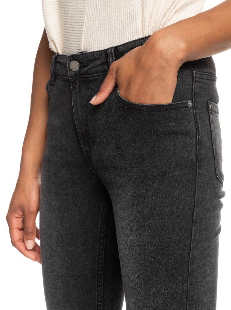 Jean Roxy Night Away Black Slim Grise Foncé Femme | GCK-53502146