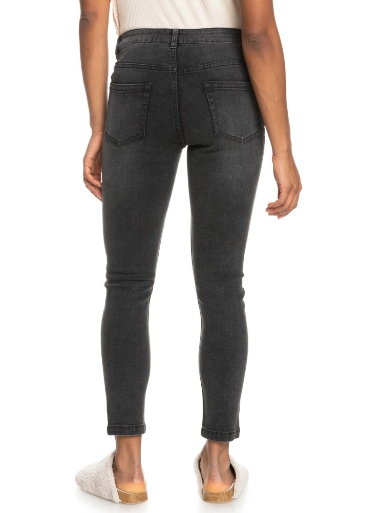 Jean Roxy Night Away Black Slim Grise Foncé Femme | GCK-53502146