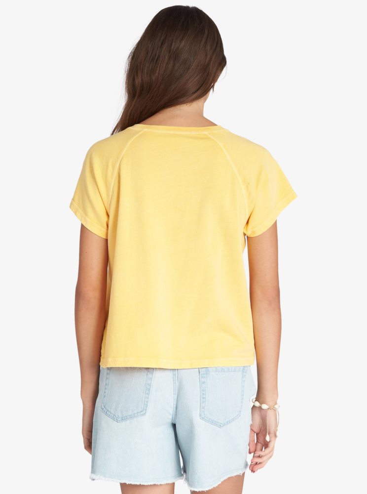 T Shirts Roxy Sun Around Us Jaune Femme | EVY-13876887