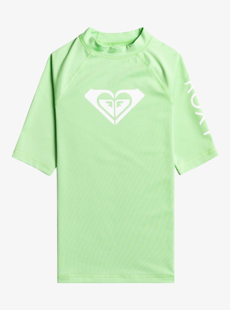 Rashguards Roxy 7-16 Wholehearted UPF 50 Corta Sleeve Vert Enfant | LRB-20071114