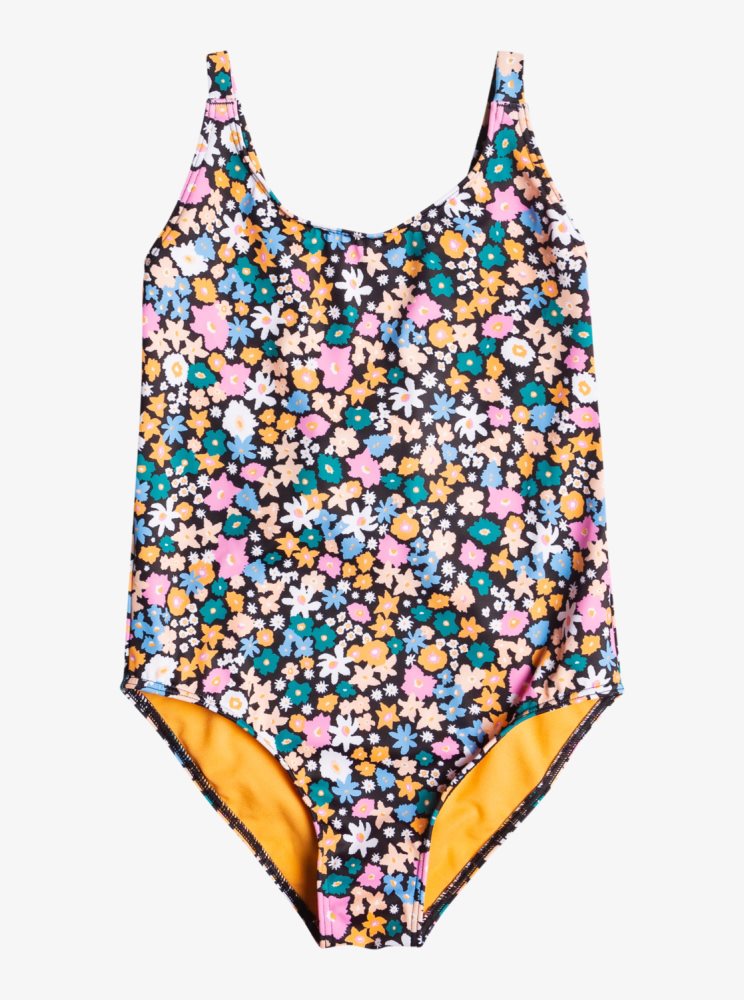 Maillots De Bain Roxy 7-16 Active Joy Grise Foncé Fleur Enfant | RCY-01229293