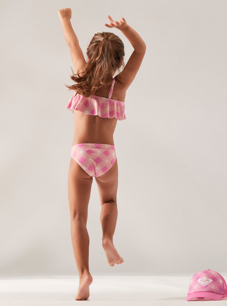 Bikini Roxy 2-7 Flower Plaid Flutter Two Piece Set Rose Enfant | JUS-93559641