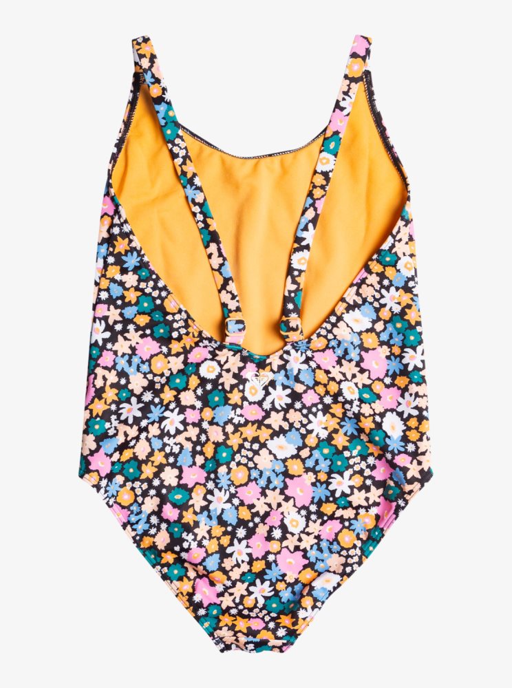 Maillots De Bain Roxy 7-16 Active Joy Grise Foncé Fleur Enfant | RCY-01229293