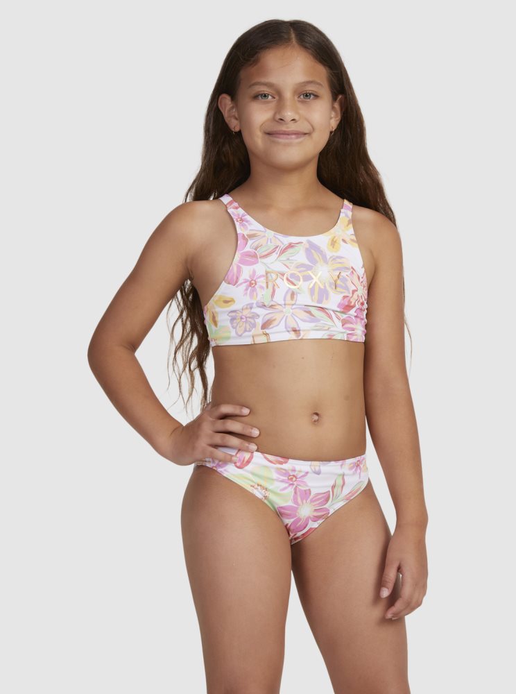 Bikini Roxy 7-16 Tropical Time Crop Two Piece Set Blanche Enfant | MGI-58396013