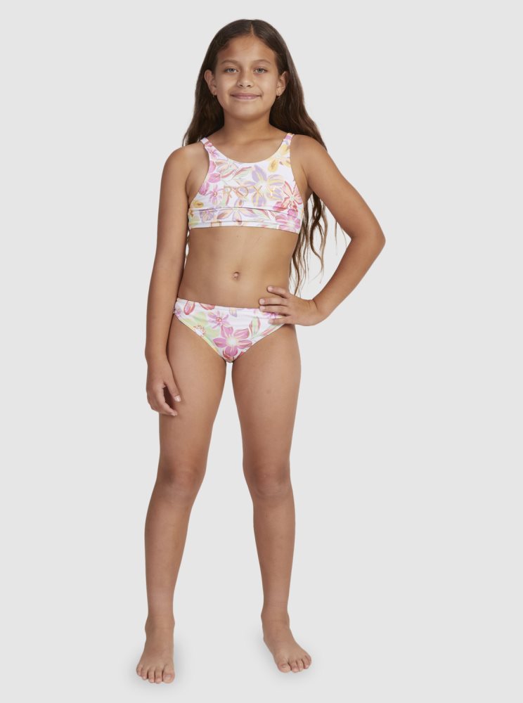 Bikini Roxy 7-16 Tropical Time Crop Two Piece Set Blanche Enfant | MGI-58396013