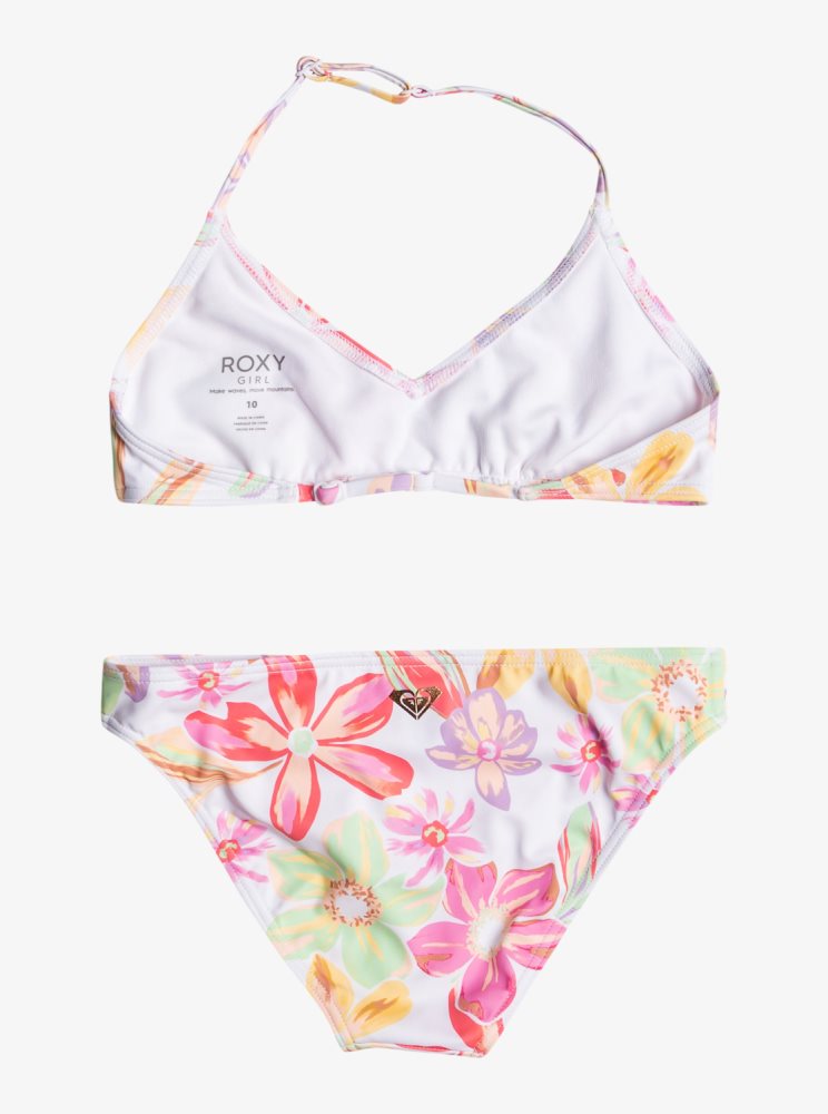 Bikini Roxy 7-16 Tropical Time Triangle Two Piece Set Blanche Enfant | YPP-73527170