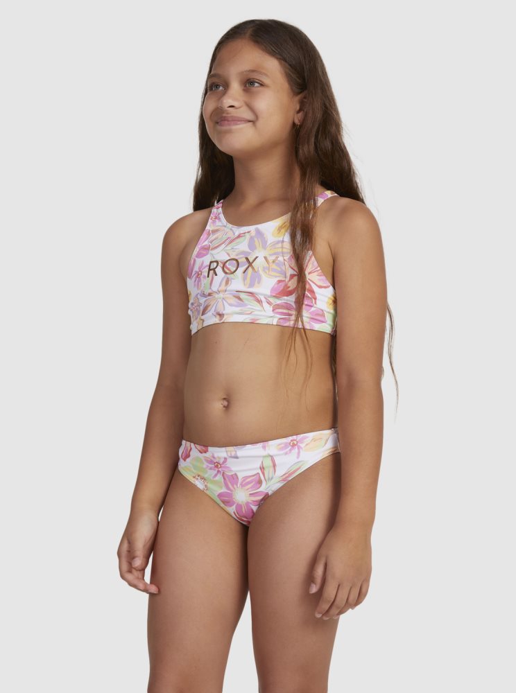 Bikini Roxy 7-16 Tropical Time Crop Two Piece Set Blanche Enfant | MGI-58396013