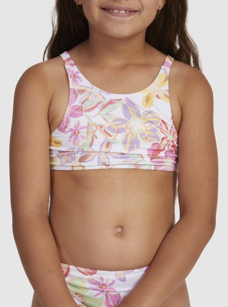 Bikini Roxy 7-16 Tropical Time Crop Two Piece Set Blanche Enfant | MGI-58396013