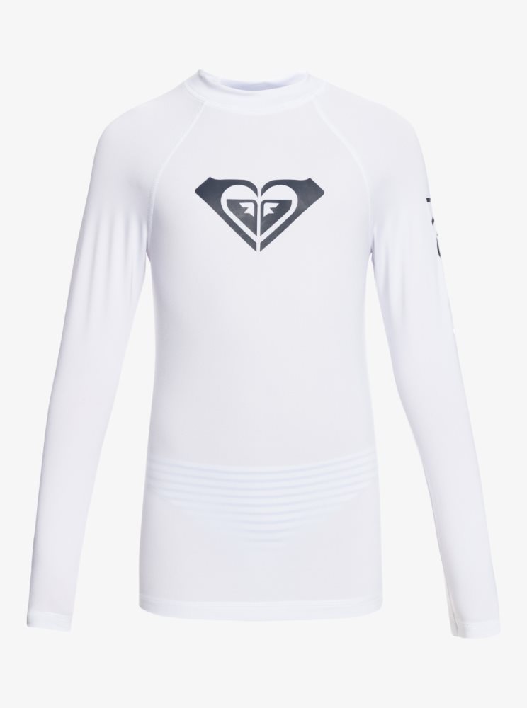 Rashguards Roxy 7-16 Whole Hearted Long Sleeve UPF 50 Blanche Enfant | AIU-27207327