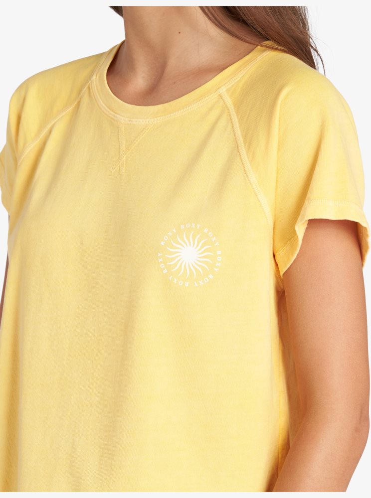 T Shirts Roxy Sun Around Us Jaune Femme | EVY-13876887