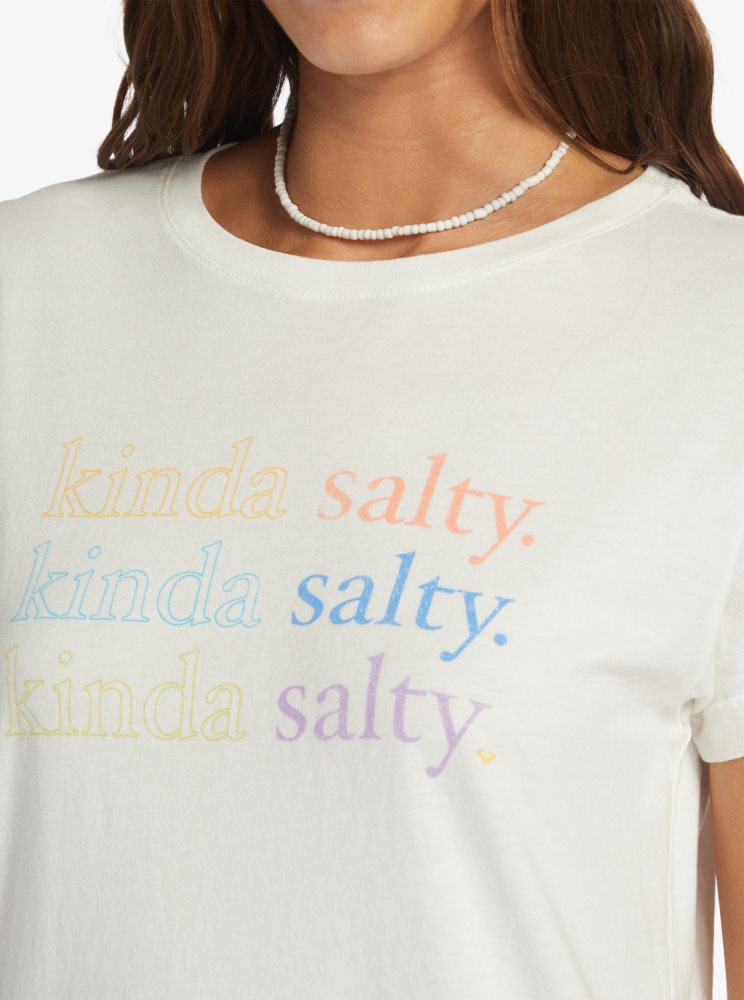 T Shirts Roxy Kinda Salty Boyfriend Blanche Femme | WZJ-73440856