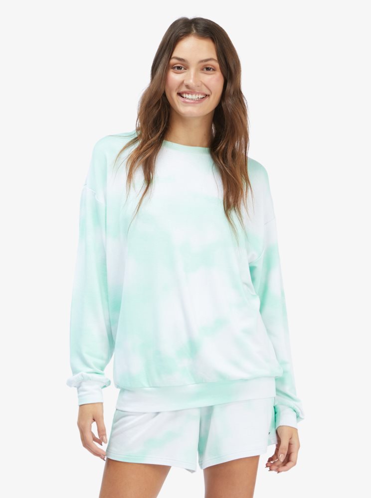 Sweats Roxy Lounge Life Crew Oversized Vert Femme | YBH-92748995