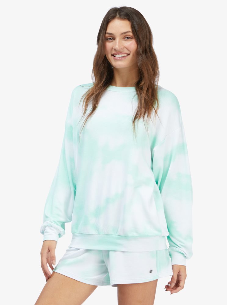 Sweats Roxy Lounge Life Crew Oversized Vert Femme | YBH-92748995