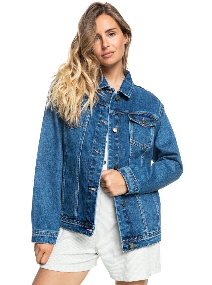 Vestes Roxy Mountain Roads Denim Bleu Femme | YRX-22646366