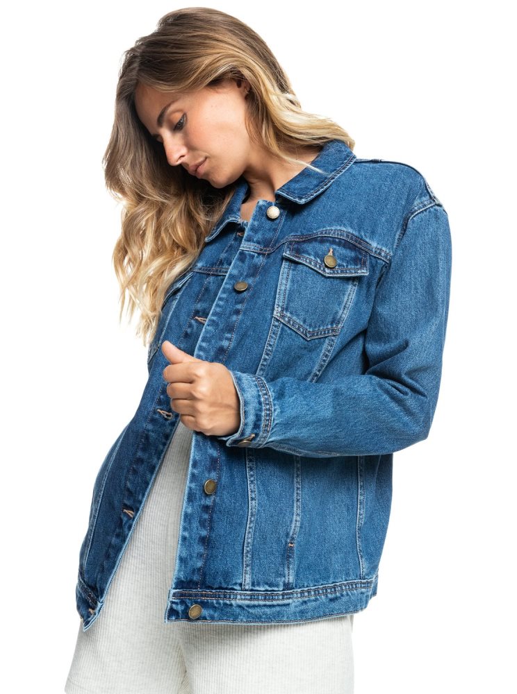 Vestes Roxy Mountain Roads Denim Bleu Femme | YRX-22646366