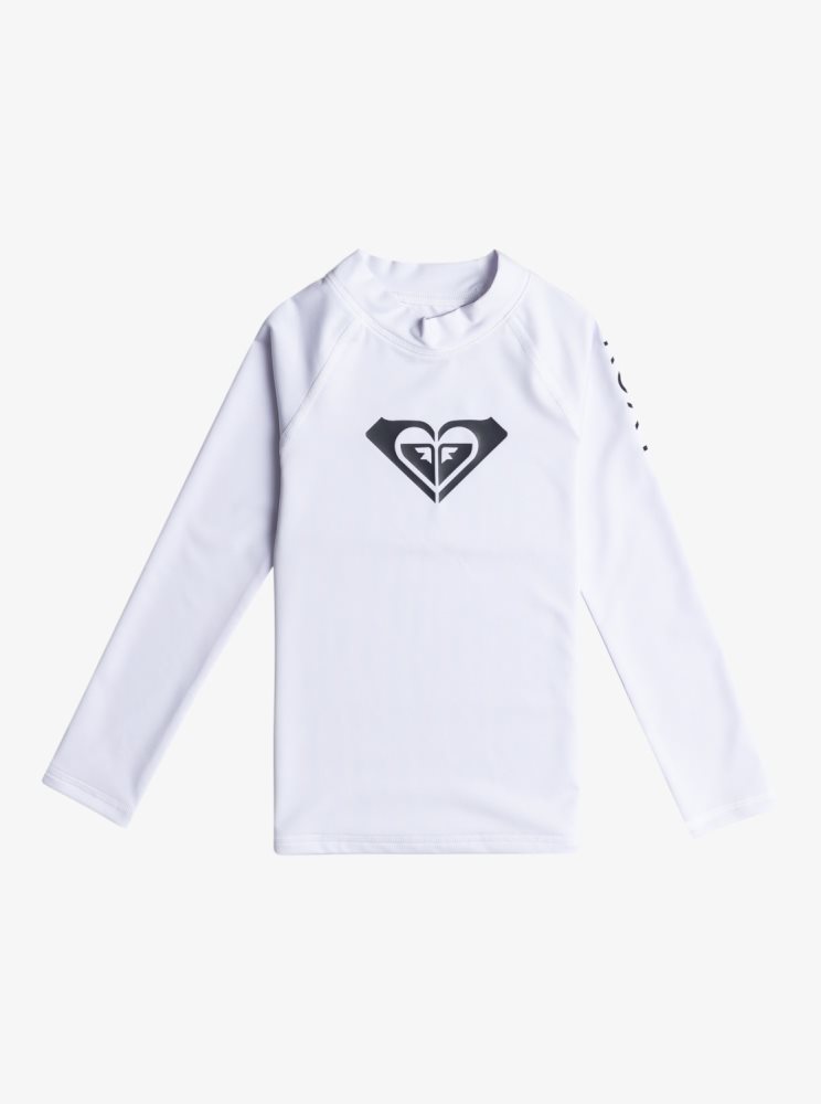 Rashguards Roxy 2-7 Whole Hearted Long Sleeve UPF 50 Blanche Enfant | QFF-59779727