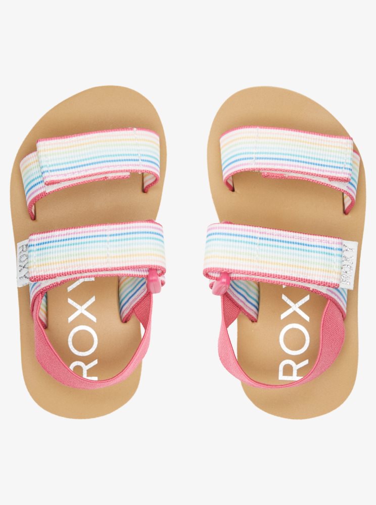 Sandales Roxy Cage Blanche Rose Multicolore Enfant | RZA-68852141