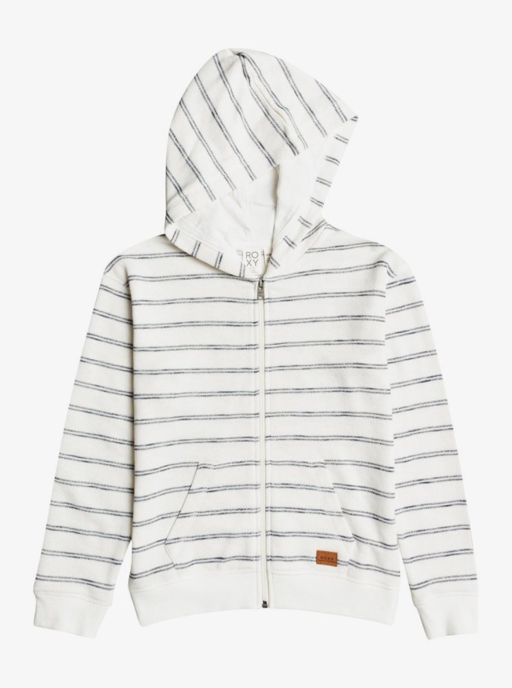 Sweat à Capuche Roxy 4-16 Perfect Wave Rayé Zip-Up Blanche Enfant | HEW-67115231