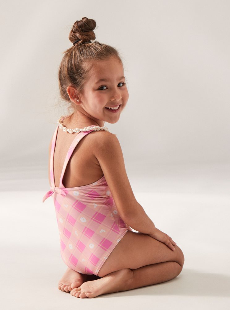 Maillots De Bain Roxy 2-7 Flower Plaid Rose Enfant | FSM-95533031