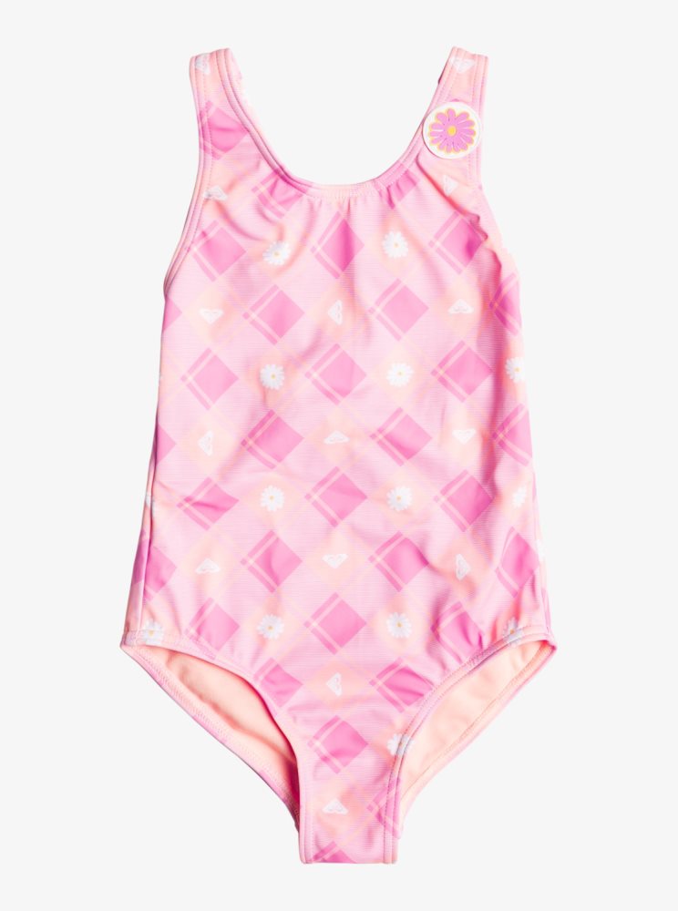 Maillots De Bain Roxy 2-7 Flower Plaid Rose Enfant | FSM-95533031