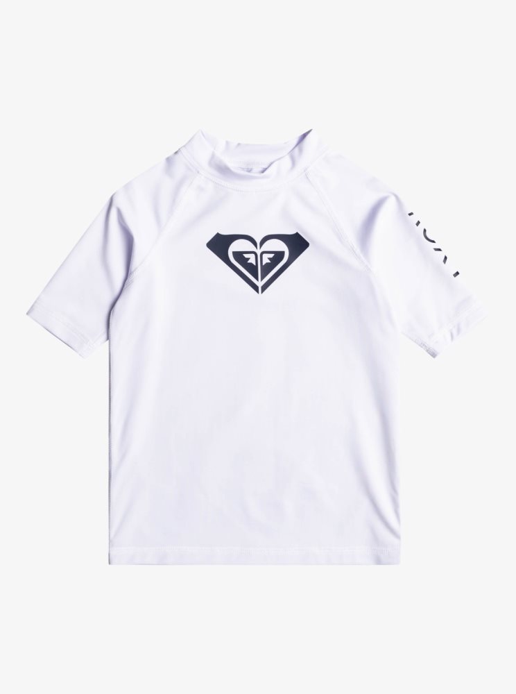 Rashguards Roxy 2-7 Whole Hearted UPF 50 Corta Sleeve Blanche Enfant | SXB-75651775