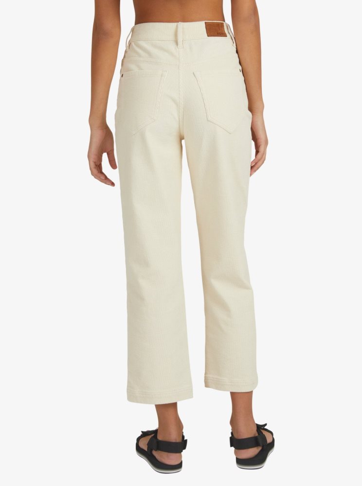 Pantalon Roxy Jana Cord High Taille Corduroy Blanche Femme | HTP-33341849