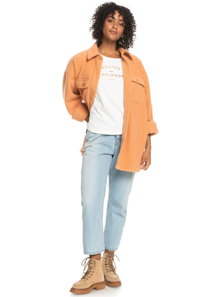 Vestes Roxy Over And Out Fleece Shirt Orange Femme | ZGH-92684952