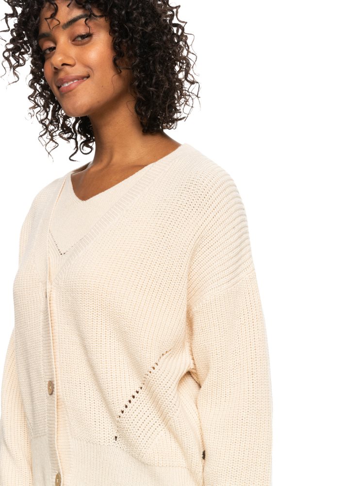 Chandails Roxy Amazing Hours Cardigan Blanche Femme | DQK-25721719