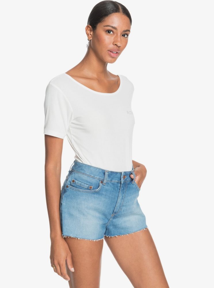 Shorts Roxy Kissing The Swell Denim Bleu Femme | DMF-24903484